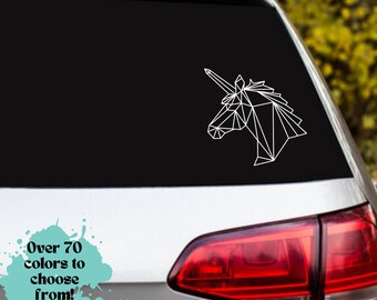 Adesivo de carro de unicórnio geométrico: adesivo de vinil para laptop