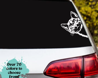 peek a boo cat decal, cat decal, cat, car decal, vinyl decal, laptop, hydroflask, phone, suv, truck, car, boat, motorcycle, sticker