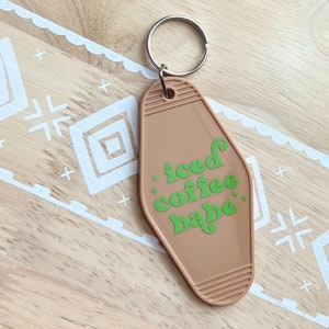 Iced Coffee Babe Motel Keychain: Retro Car Accessories