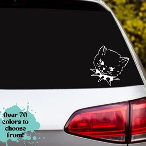 Punk Kitten Car Decal: Vinyl Laptop Sticker