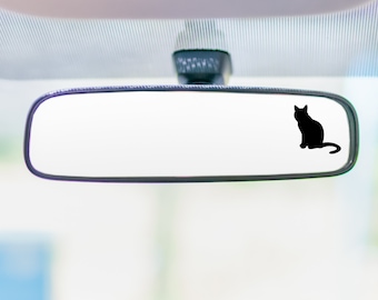 Calcomanía de gato sentado para coche: vinilo para espejo retrovisor