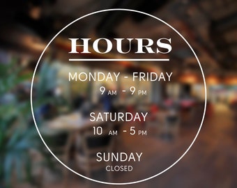 Personalized Business Hours Vinyl Decal: Custom Storefront Window Signage