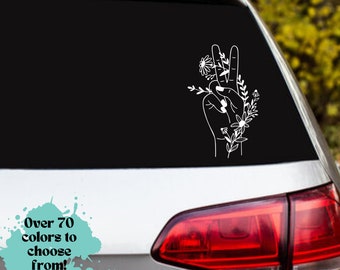 Sticker floral signe de la paix pour voiture : vinyle autocollant tendance