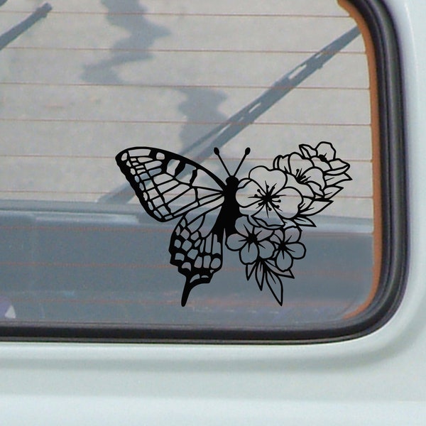 flower butterfly decal, car decal, vinyl decal, laptop, hydroflask, phone, suv, truck, car, boat, motorcycle, car sticker, sticker