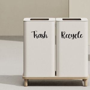 Trash and Recycle Decal Set: Waterproof Vinyl Stickers