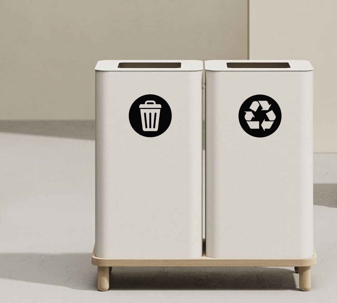 Trash and Recycle Decal Set: Waterproof Vinyl Stickers - Etsy