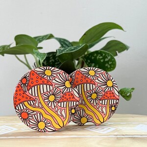 Mushroom Car Coaster, Cute Car Coasters, Car Accessories, Gifts for Her, Set of Two