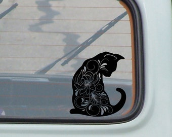 cat silhouette car decal, cat decal, car decal, vinyl decal, car accessories