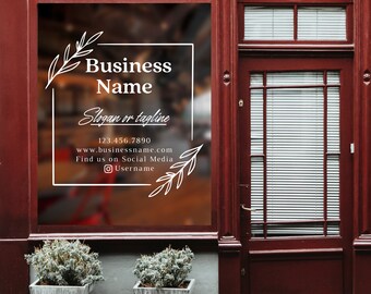 custom personalized business window decals, window door lettering, business logos, storefront, vinyl decal, small business, company logo