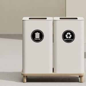 Trash and Recycle Decal Set: Waterproof Vinyl Stickers