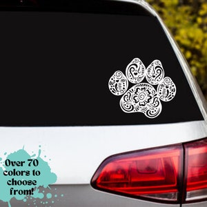Floral Paw Print Decal: Car, Laptop, Hydroflask Vinyl Sticker