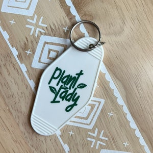 plant lady vintage motel keychain, retro keychains, motel key ring, trendy, gifts for her, car accessories, plant lover