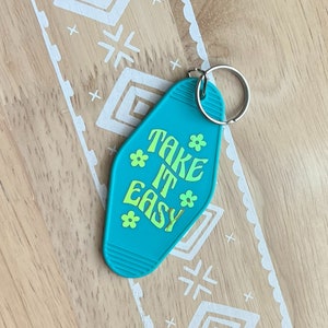 nimm es einfach vintage motel keychain, retro Schlüsselanhänger, motel Schlüsselanhänger, trendy, Geschenke für sie, Autozubehör
