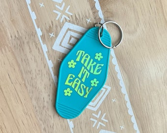 Retro Motel Keychain: 'Take It Easy' Car Accessories