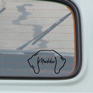 saint bernard dog ear silhouette decal, dog ears, cute car decals, personalized dog decals, custom pet ear decal, vinyl car decals
