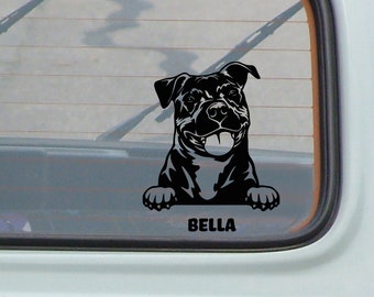 Adesivo de vinil personalizado American Staffordshire Terrier: carro, laptop, garrafa hidropônica