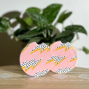 Lightning bolt Car Coaster, Cute Car Coasters, Car Accessories, Gifts for Her, Set of Two