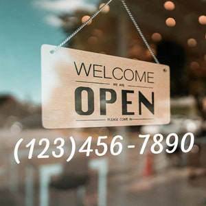 personalized business phone number decal, business window decal, phone number decal, custom window door lettering, business signage