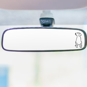 Sitting Dog Car Decal: Rear View Mirror Vinyl Sticker