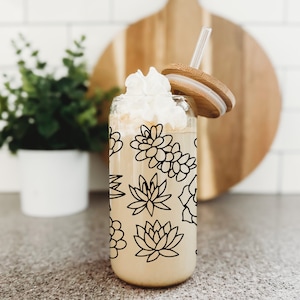 succulent libbey glass, coffee glass, iced coffee glass, gifts for her, drinkware, beer can glass