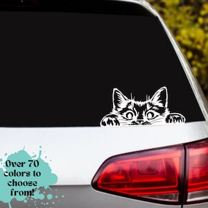 peek a boo cat decal, cat decal, cat, car decal, vinyl decal, laptop, hydroflask, phone, suv, truck, car, boat, motorcycle, sticker