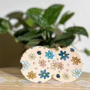 Flower Car Coaster, Cute Car Coasters, Car Accessories, Gifts for Her, Set of Two