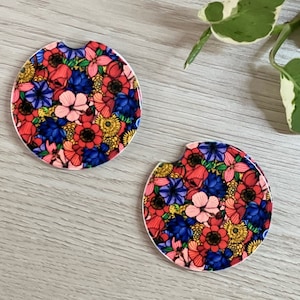 Floral Car Coaster, Cute Car Coasters, Flower Car Coaster, Car Accessories, Gifts for Her, Set of Two