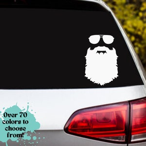 Bearded Man with Glasses Car Decal - Vinyl Sticker for Laptop, Hydroflask