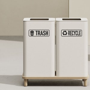 Trash and Recycle Decal Set: Waterproof Vinyl Stickers