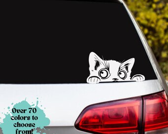 Peeking Cat Vinyl Decal: Car, Laptop, Water Bottle Sticker
