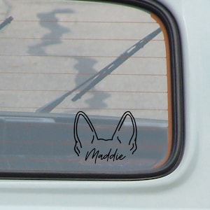 German shepard dog ear silhouette decal, dog ears, cute car decals, personalized dog decals, custom pet ear decal, vinyl car decals