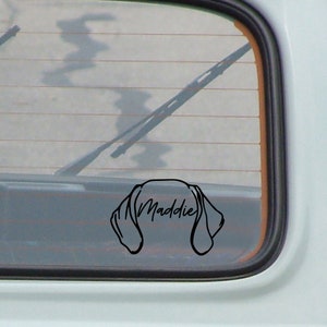 weimaraner dog ear silhouette decal, dog ears, cute car decals, personalized dog decals, custom pet ear decal, vinyl car decals