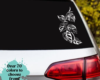 monstera car decal, plant decals, car decal, vinyl decal, cute car accessories, house plants