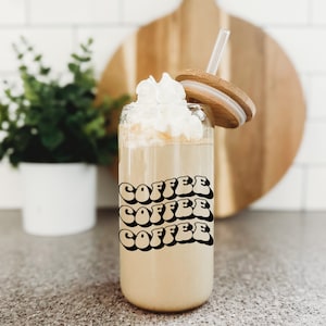 coffee libbey glass, caffeine addict, iced coffee glass, gifts for her, drinkware, beer can glass
