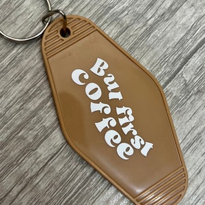 But First Coffee Vintage Motel Keychain: Retro Car Accessories