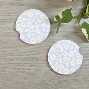 Purple Daisy Car Coaster, Cute Car Coasters, Flower Car Coaster, Car Accessories, Gifts for Her, Set of Two
