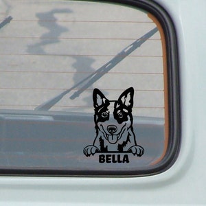 blauwe heeler aangepaste naam hond sticker, auto sticker, hondengezicht, honden, vinyl, laptop, hydroflask, telefoon, suv, vrachtwagen, boot, motorfiets, sticker