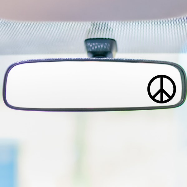 peace sign decal, rear view mirror, car decal, vinyl decal, tiny, small, laptop, hydroflask, phone, truck, car, boat, motorcycle, sticker