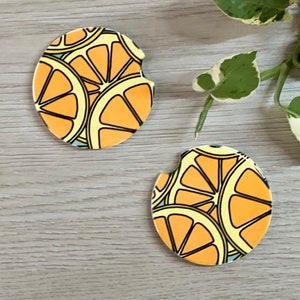 Orange Slices Car Coaster, Cute Car Coasters, Fruit Coaster, Car Accessories, Gifts for Her, Set of Two