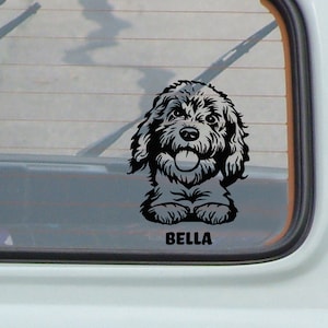 Golden Doodle Car Decal: Custom Dog Name Vinyl Sticker