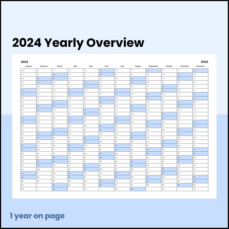 2024 Printable Wall Calendar Landscape Yearly Tracker Wall Etsy