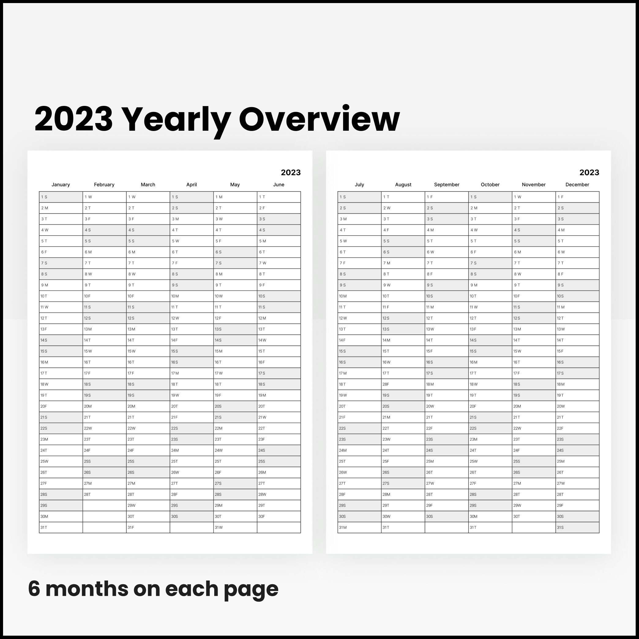 2023 Printable Wall Calendar 2 Page Yearly Tracker Wall Calendar 2023