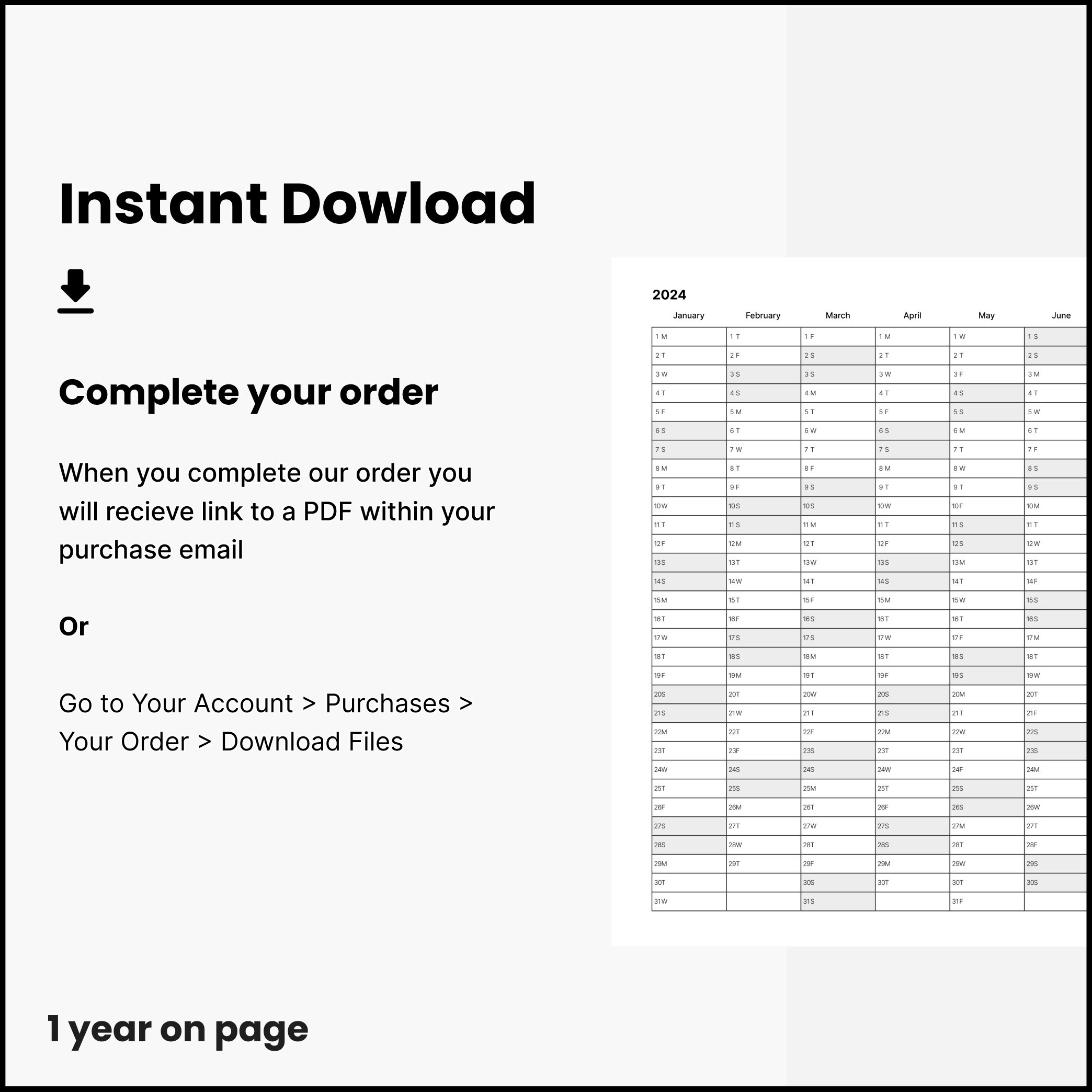 2024 Printable Wall Calendar Landscape Yearly Tracker Wall Calendar