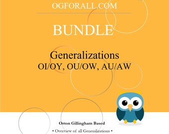 Vowel Teams | Generalization Rules Packet Bundle oi/oy, ou/ow, au/aw | Phonics | Orton Gillingham Based