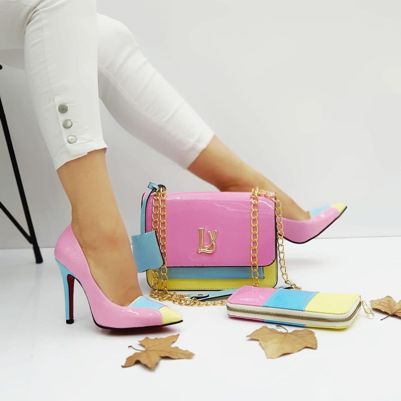 Matching Shoes and Bag Set for Women Colorful Bags Wallet 