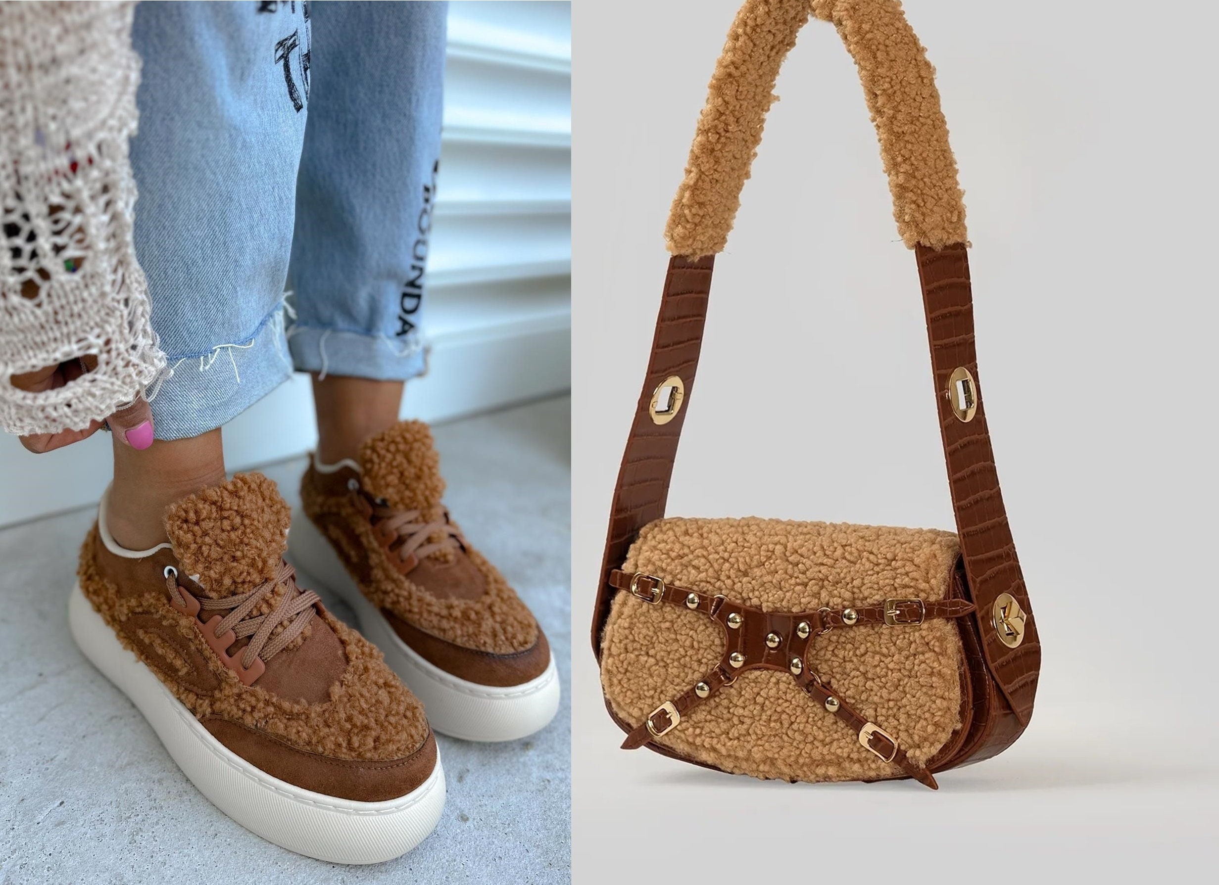 Matchıng Sneaker & Bag 3 PICES ,Handbag and shoe set ,Sneaker with