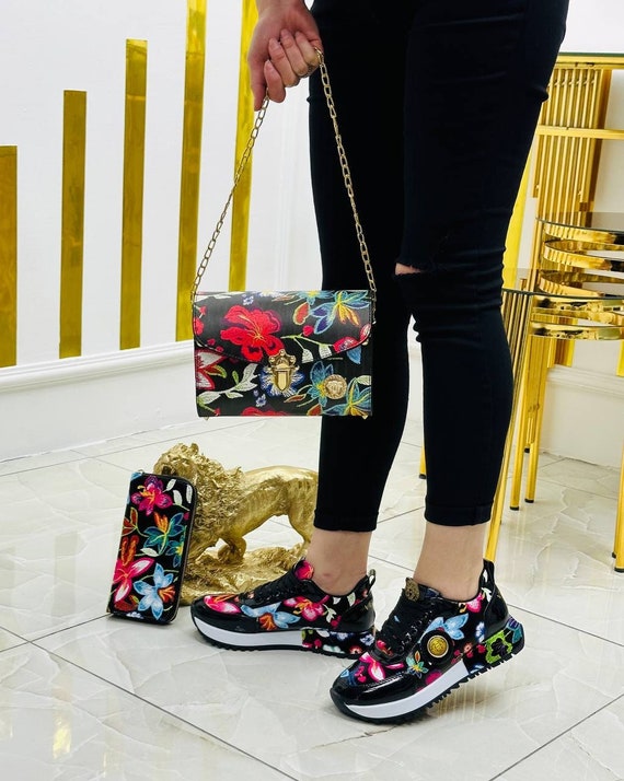 Matching Shoes And Bag Set for Women - Top Handle Bag and Shoulder Bag with  Chain - Sneakers - Athletic Casual Running Shoes - Big Us Size