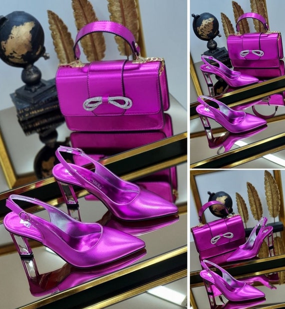 Matching Shoes and Bag Set for Women Top Handle Bag and 