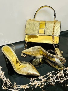 Yellow Matching Shoes and Bag Set - Matching Bags and Pumps Black 2 / 39