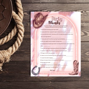 Last Rodeo Bachelorette Party Dirty Minds | Cowgirl Bachelorette Party Game | Country Theme Instant Download | Editable Printable Template